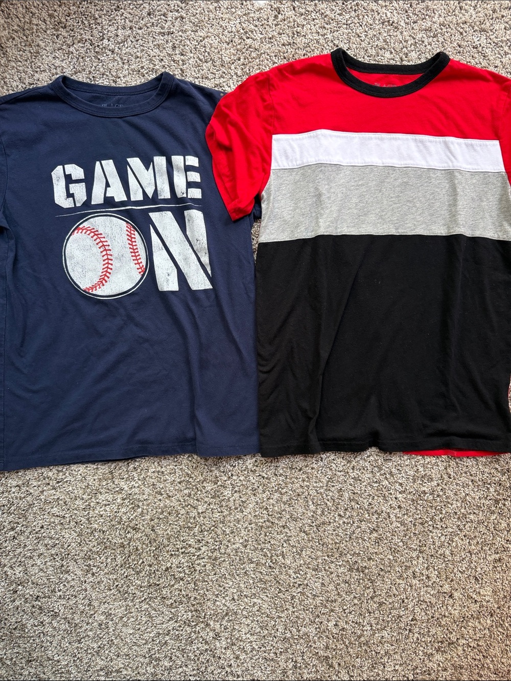2 - Children's Place Boys short sleeve tees - baseball and colorblock red black